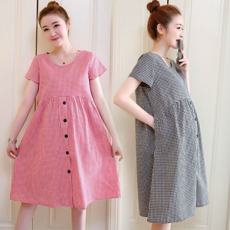 Maternity Dresses For Women Pregnant Pregnancy Dress Plaid Loose Plus Size Clothes For Women Pregnant Dresses Maternity Clothes