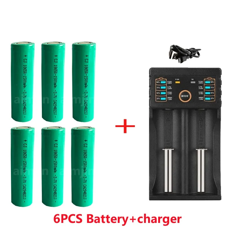 Batería recargable de iones de litio de alta capacidad, 18650, 3,7 V, 1500mAh, para linterna, lámpara de cabeza, walkie-talkie: Azul cielo
