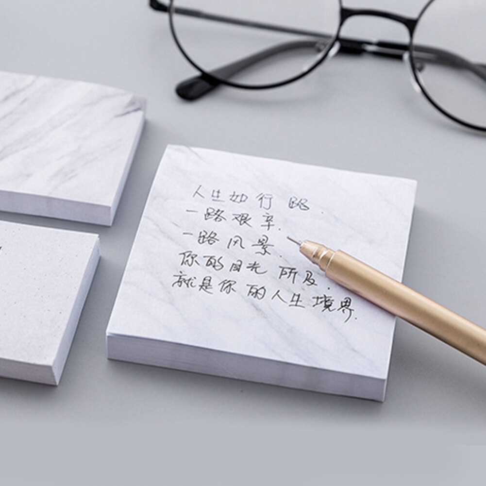 6 Stks/set School Briefpapier Home Office Studie Steen Textuur Voor Herinneringen Diy Pads Werken Multifunctionele Zelfklevende Note