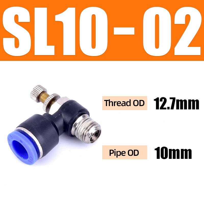 Sl 4 6 8 10 12mm hurtigkobling pneumatisk kobling  m5 " 1/8 " 1/4 " 3/8 " 1/2 lufthastighetsreguleringsventil strupeventil: Sl10-02