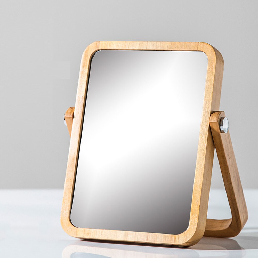 Desktop makeup mirror simple solid wood vanity mirror portable wooden folding desktop mirror wx8281415