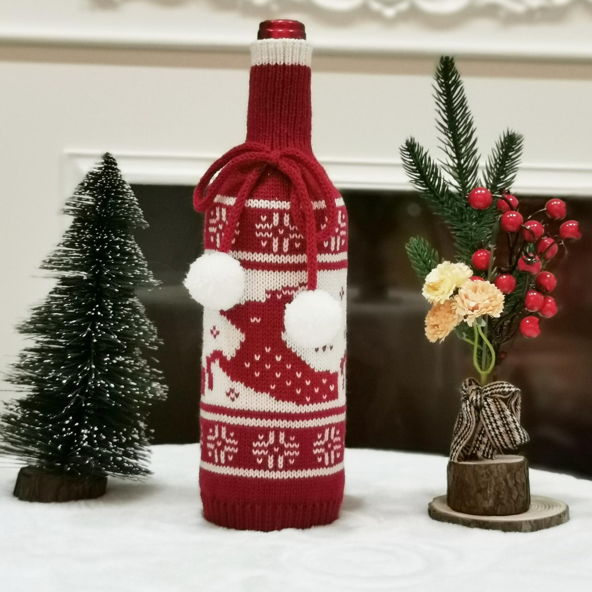 Leuke Kerst Gebreide Wijnfles Cover Leuke Kerstboom Elanden Sneeuwvlok Gebreide Wijn Fles Trui Decor