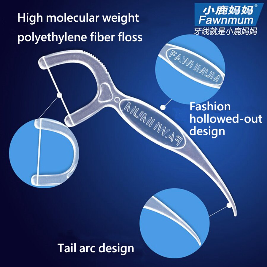 52pcs/box Adult Unwaxed Dental Floss Flosser Picks Teeth Toothpicks Stick Tooth Clean Oral Care Pebble Dental Pick Floss