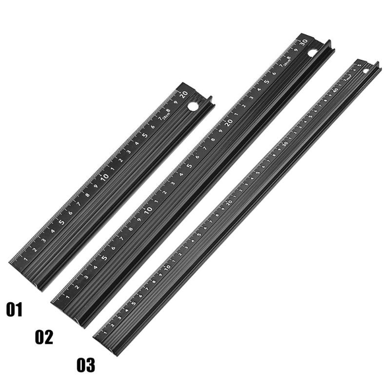 Multi-functional Aluminum Alloy Protective Woodworking Ruler Non-slip Wood Cutting Straight Ruler Woodworking Tools Ruler