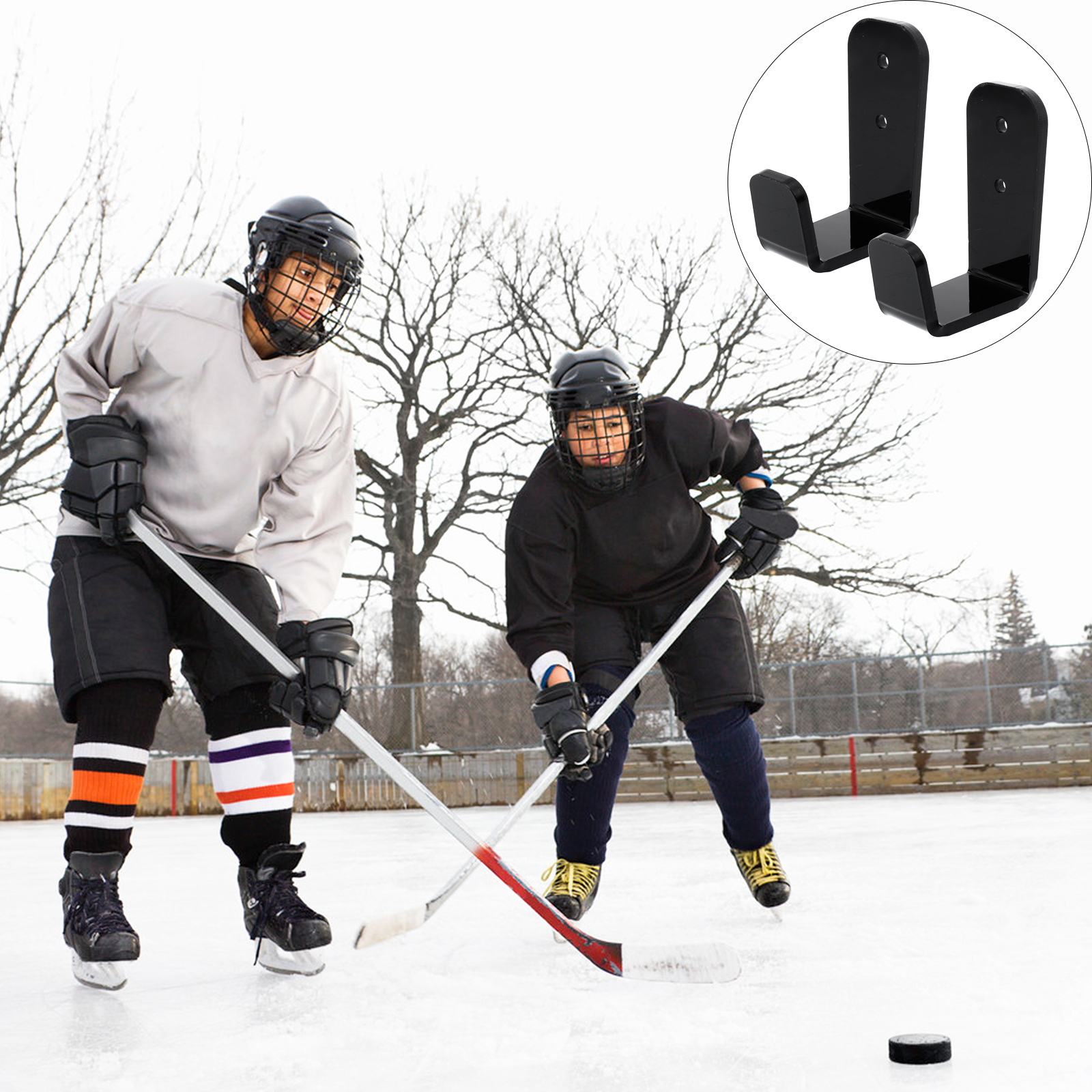 2 sets multifunktionale hängeständer, hockeyschlägerhalter, trekkingstockregal