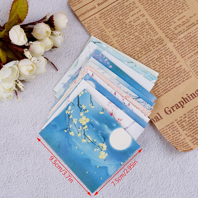 10 juegos de Sobres de papel con flores estilo chino clásico para cartas, papelería creativa, tarjetas postales de papel, tarjetas de papel, álbumes de recortes
