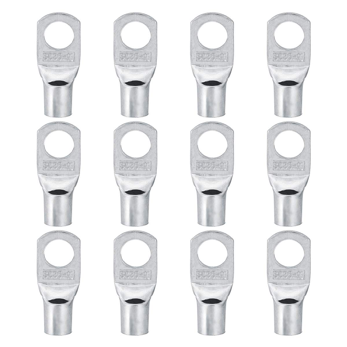 12 stuks Koperen Kabel Lugs Set Terminal SC35-10 Draad Connector 2 AWG Gat 10mm Vertind Zilver Koper Terminals Kit connectors