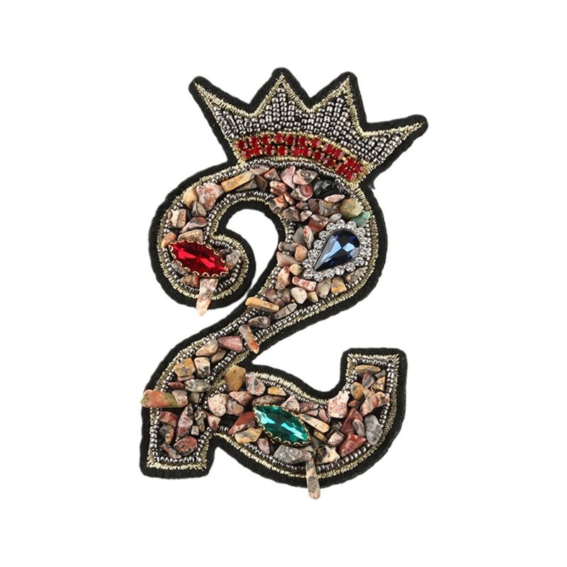 Parche de número 0-9, corona con cuentas de diamantes de imitación para coser/planchar en aplique, insignia, decoración DIY