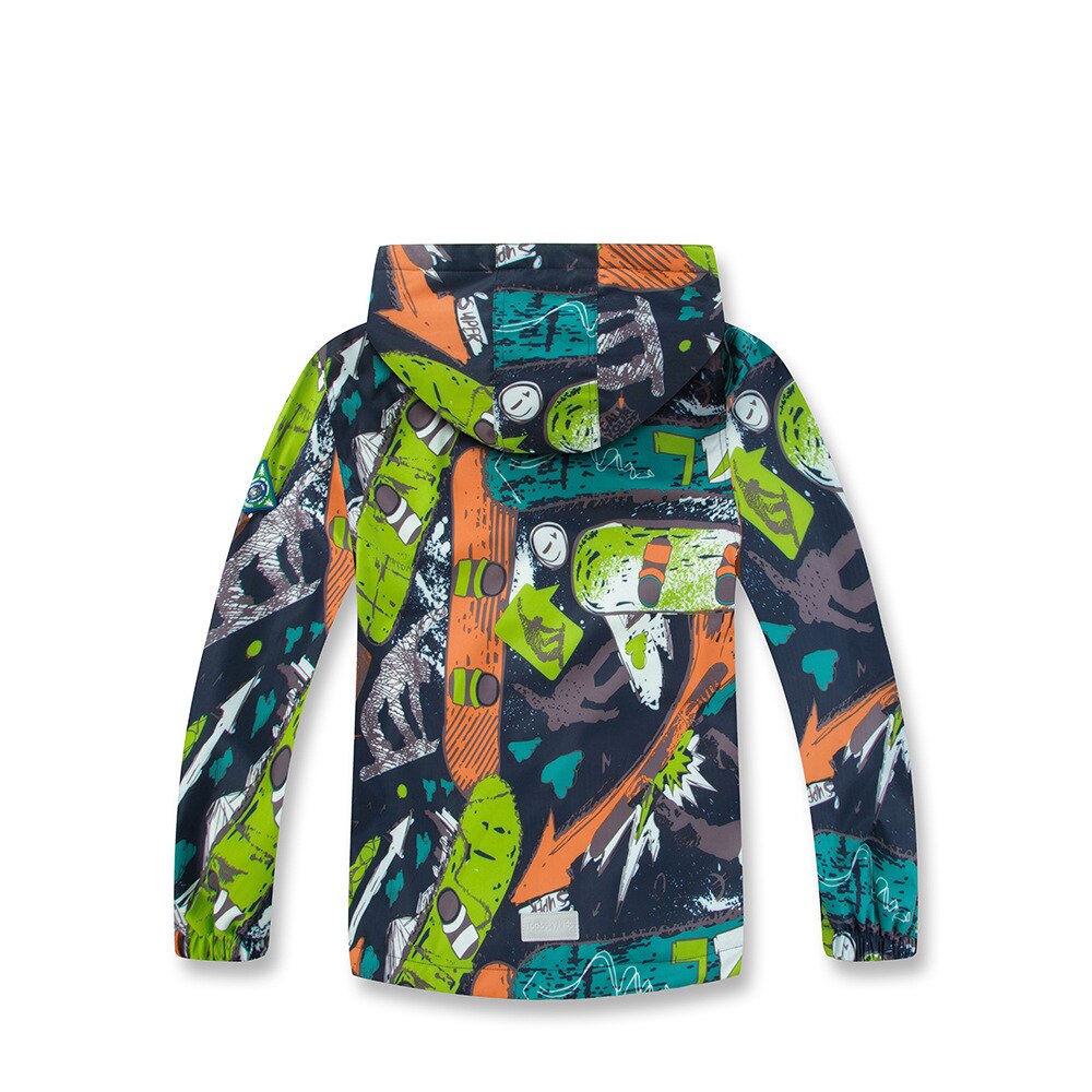 Casual Street Graffiti Printing Waterproof Child Coat Fleece Baby Boys Jackets Children Outerwear Kids Outfits 4-12 Years Old