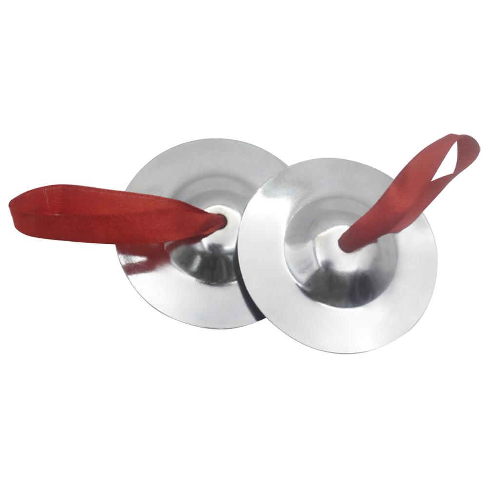 Platillos para dedos de danza del vientre, Mini platillos de percusión de Oriente Medio, accesorios de baile, instrumentos de percusión de latón de 7cm, 2 uds.: Silver