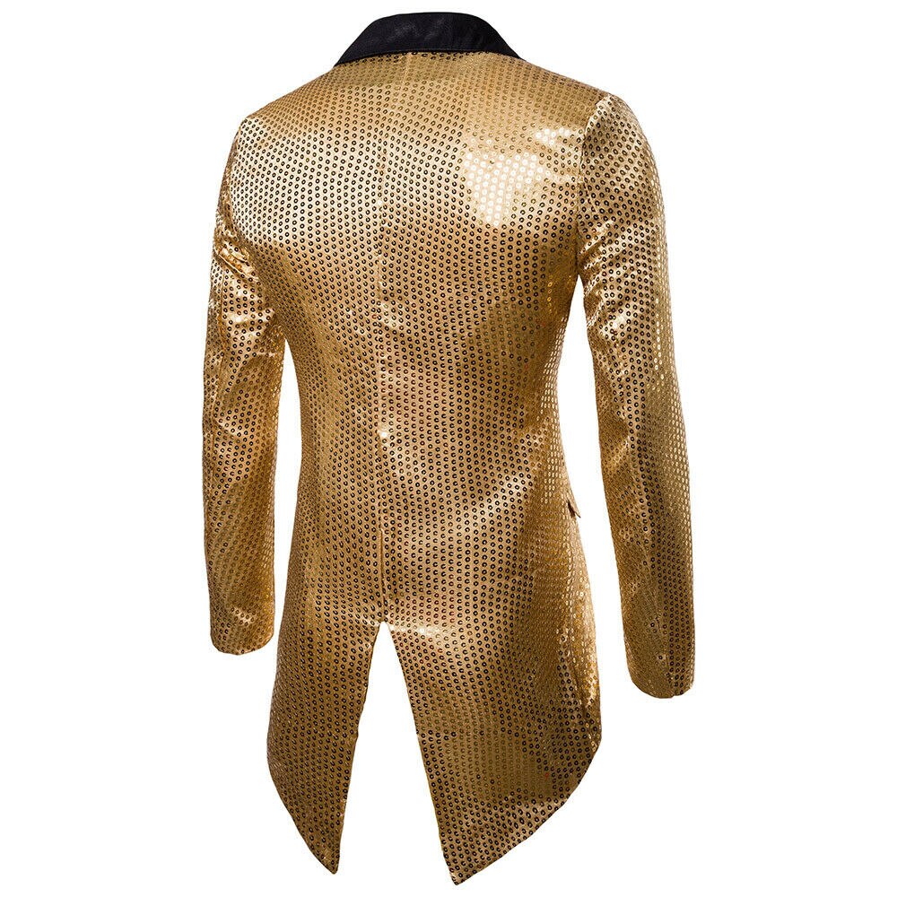 Bryllup brudgom guld sølv rød sort pailletter slanke blazere mænd frakke scene gallakjole kostumer jakkesæt