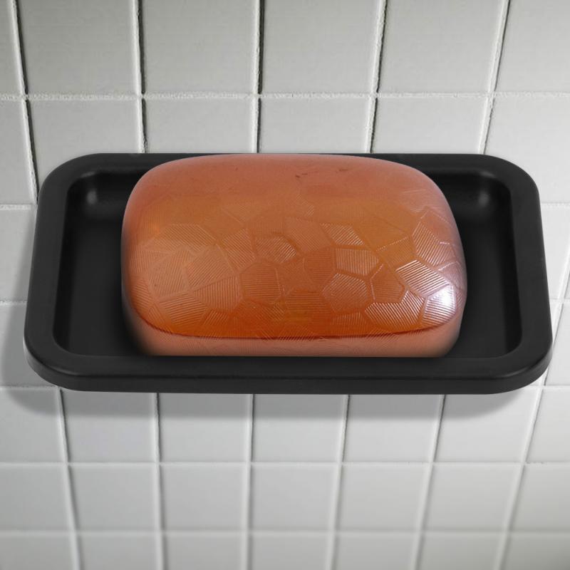 1 pc tvålkopp svart metall tvålhållare utrymme aluminium tvål skål hållare bricka hylla badrumstillbehör väggmonterad tvållåda