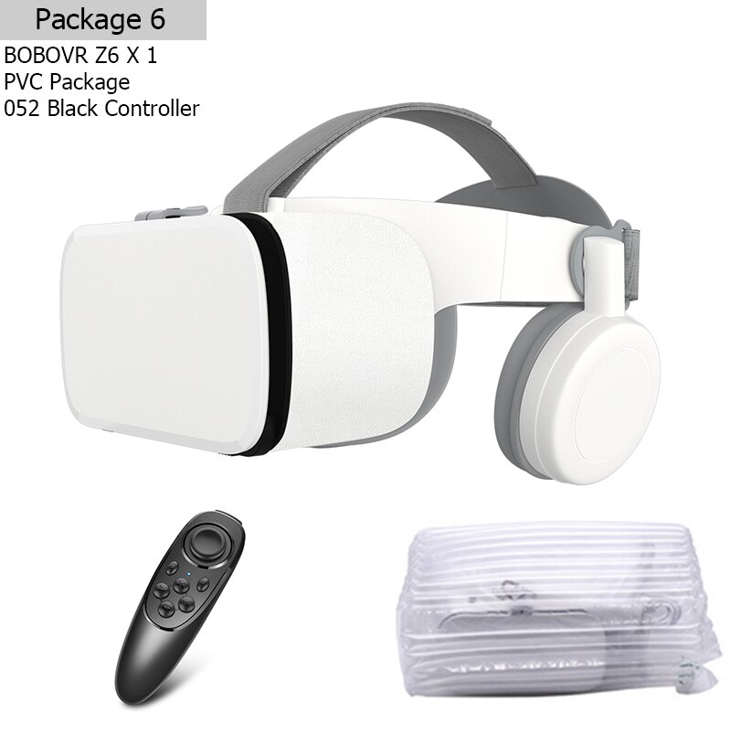 BOBOVR Z6 Virtual Reality Helmet Mobile 3D Glasses Google Cardboard VR Headset for 4.7-6.2 Inch Cell Phone: Z6 PVC with 052