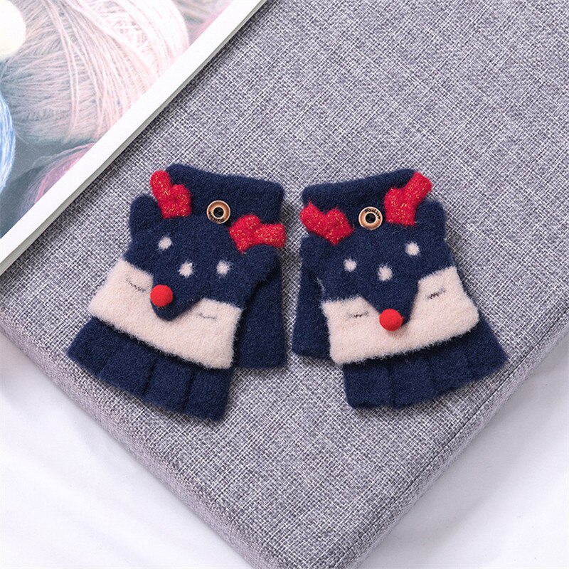 cerf bébé gants avec rabat hiver maternelle étudiant gants pour bébé filles et garçons enfants gants mitaines enfant lanière: navy