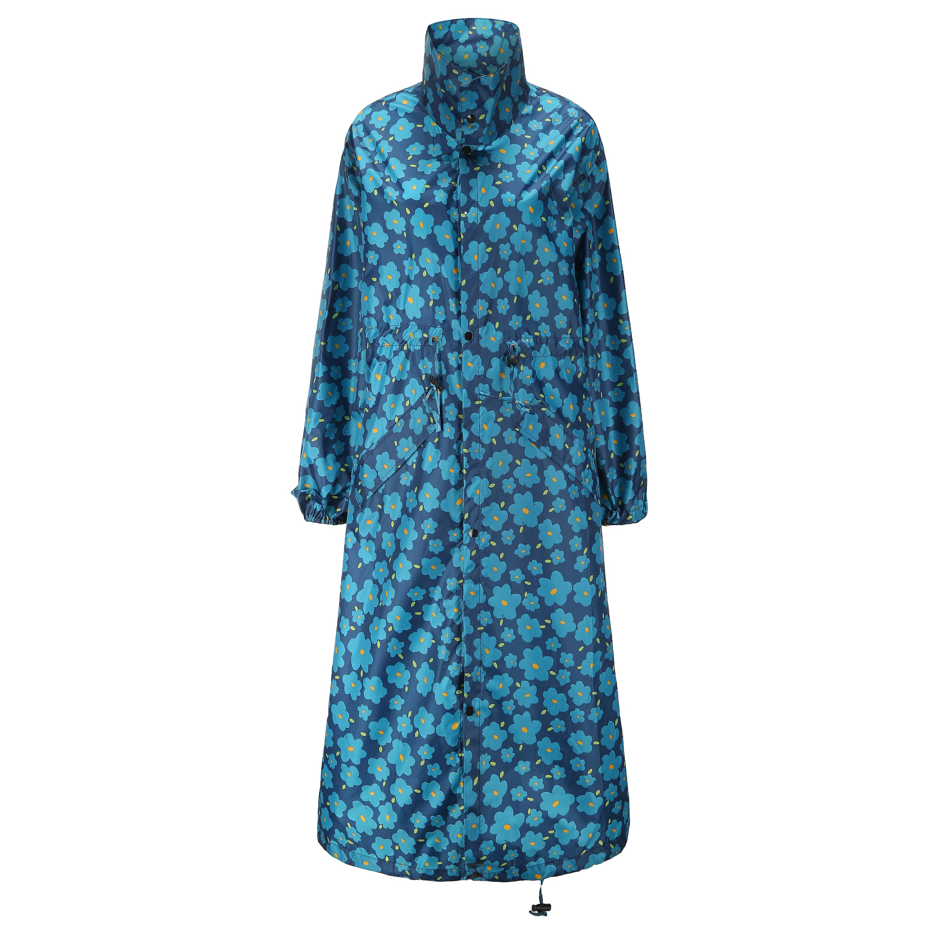 Grote maat lange regenjas dames heren regenponcho hoes ondoordringbare capa de chuva regenjas met capuchon outdoor tour regenjas jas: Blauwe bloemen / Xl