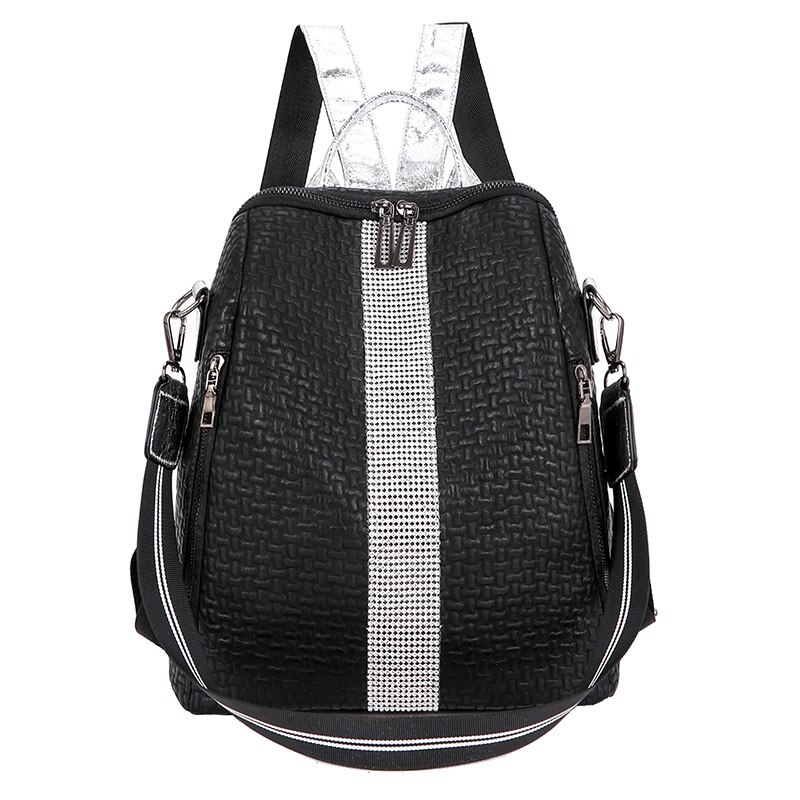 Multifunction Women Backpacks Shoulder Bags Summer Backpack Leather Women Backpacks Light Lady Large Capacity School Bag: Black