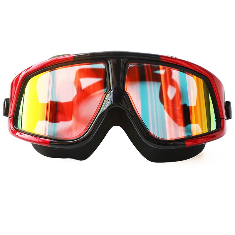 Lunettes de natation polarisées à grande monture, en Silicone, confortables, étanches, Anti-buée, Protection UV, pour adultes et femmes: Red Black