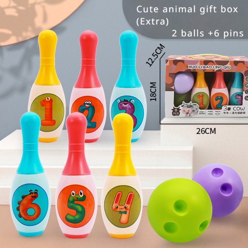 Ensemble de balles de bowling pour enfants, jouet de sport d'intérieur, jouets d'extérieur pour garçons et filles, jeux interactifs parent-enfant, d'anniversaire: YELLOW