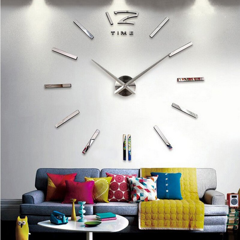 Oversized mirror acrylic 3D wall clock modern DIY wall clock living room quartz pin European digital wall clock