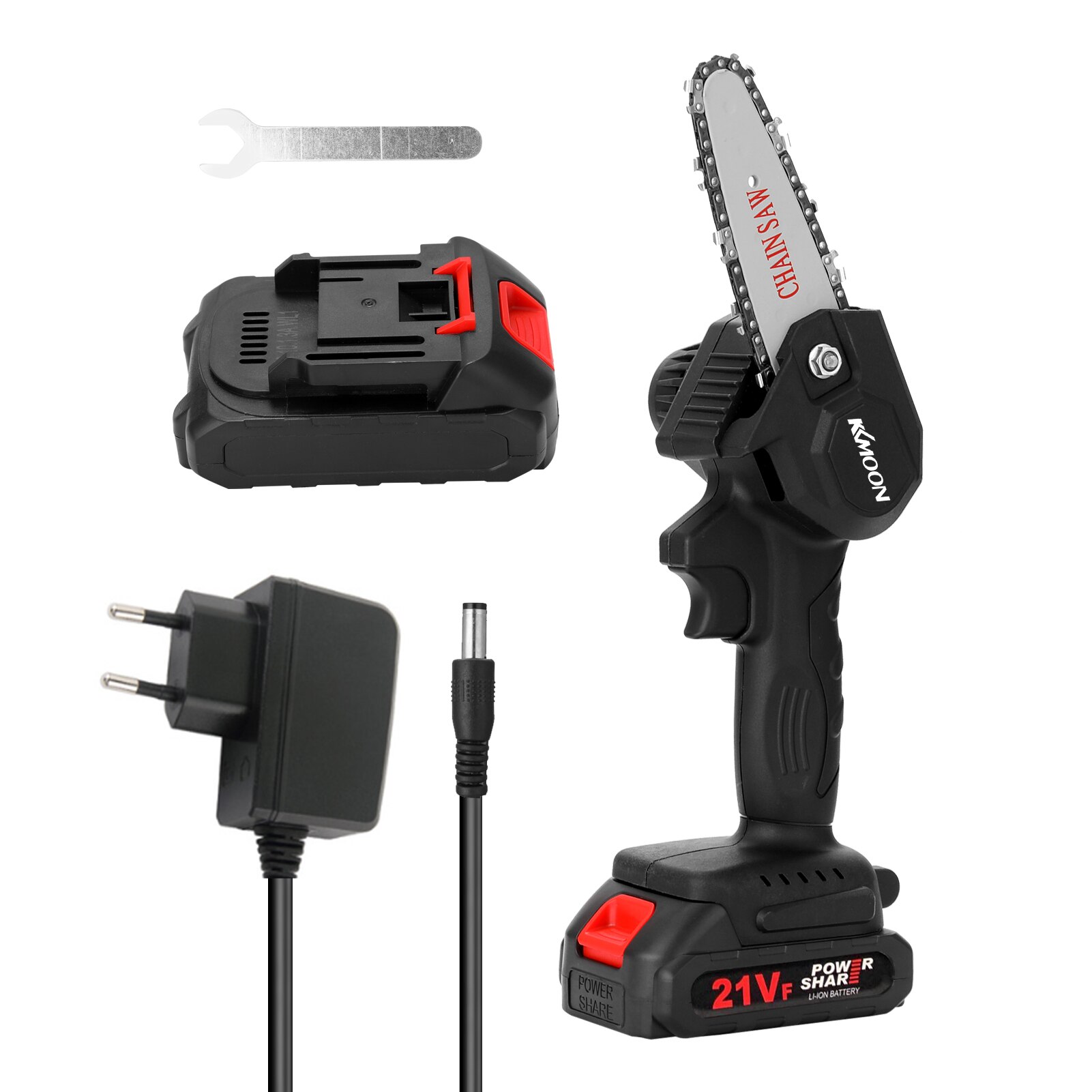 KKmoon-Mini Sierra de poda eléctrica para madera, motosierra recargable de empalme de madera pequeña, herramienta de carpintería para 1 mano, para registro de huerto y jardín