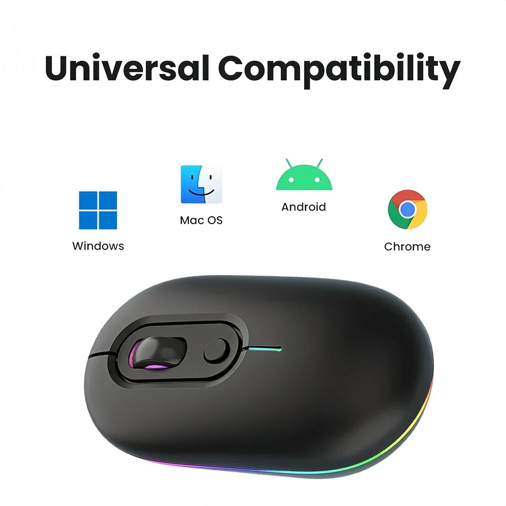 Wireless Mouse Bluetooth 5.2 5.0 2.4G Rechargeable RGB Mouse 1600 DPI Charging Gaming Mouse For MacBook iPad Tablet Laptop
