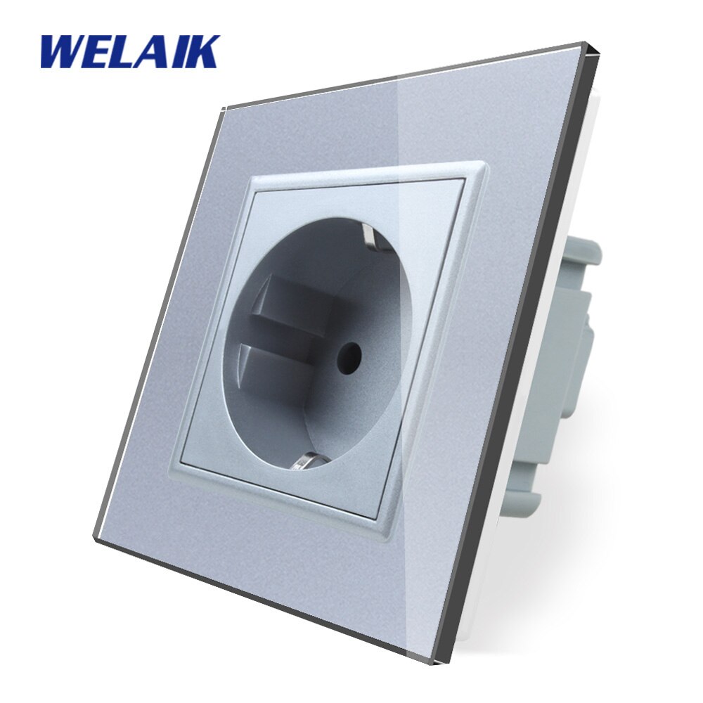 Welaik merke krystallglasspanel eu tyskland vegguttak europeisk standarduttak  ac110 ~ 250v 16a a18ew
