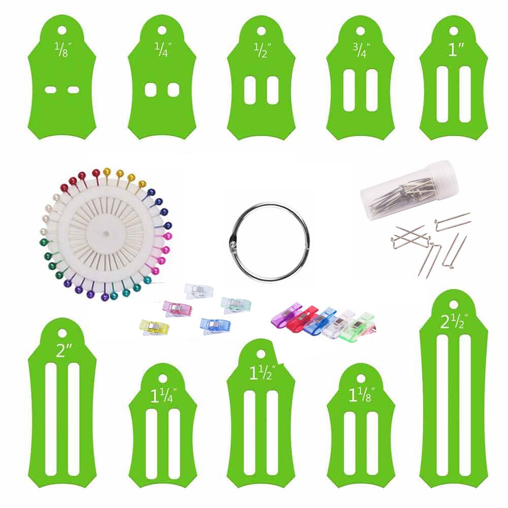 4 cores 30 livre kostenlose grampos de fixação conjunto de ferramentas de costura retalhos diy fita tecido tecelagem tira com 40 pçs quilting pinos: Set2-Green