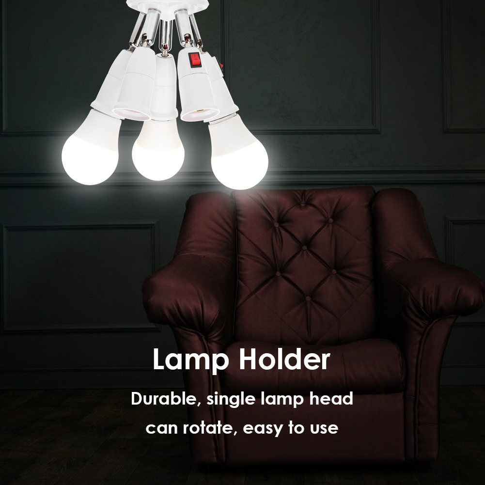E27 splitter 2/3/4/5 hoveder lampe base justerbar led lys holder adapter sokkel konverter lampe holder belysning tilbehør