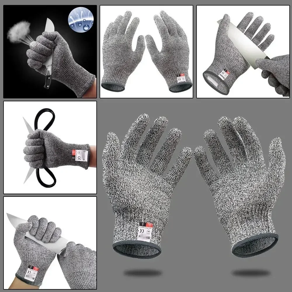 Guantes resistentes a cortes de grado 5, protección de seguridad para corte de vidrio HPPE resistente a los arañazos para cocina, trabajo de protección para jardineros