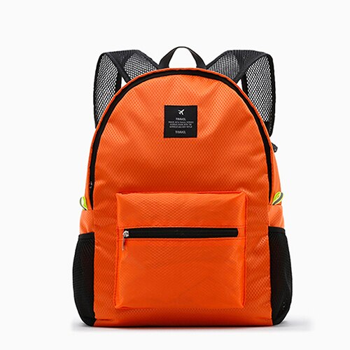 Neue 5 Farben Frauen Männer Falten Rucksack Wasserdichte Nylon Damen Hand Rucksäcke lässig Reisetasche Schule Taschen: orange