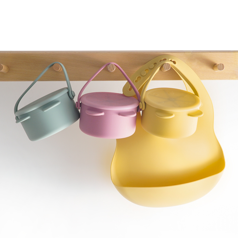 Draagbare Kawaii Cartoon Bear Shape Baby Siliconen Snack Cup Voeden Effen Voedsel Opbergdoos Container Met Deksel Baby Sutff