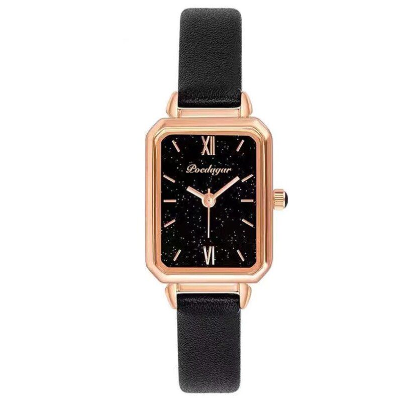 POEDAGAR Women Watches Japan Quartz Movement Waterproof Ladies Watch Stainless Steel Mesh Rose Gold Simple Clock: Starry Sky Black L