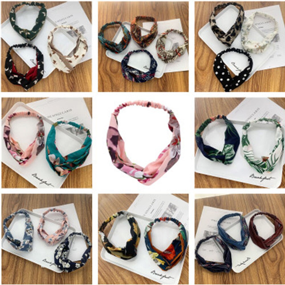 Headband Cross Knotted Bow Chiffon Floral Hair Band Korea Headdress Women Hair Accessories Girls Hairband