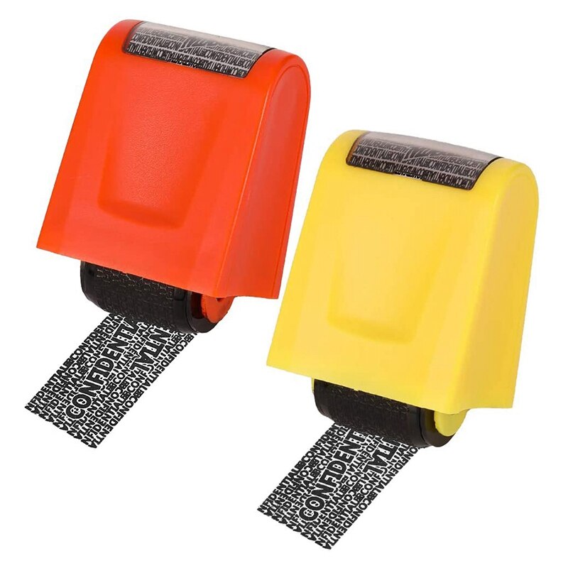2 Stck Identität Prävention Diebstahl Stempel Identität Schutz Schutz Rolle Stempel Breite rollen Sicherheit Stempel: rot   Gelb