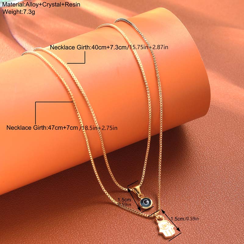 Collier porte-bonheur turc Double couche avec pendentif mauvais yeux pour femmes, Micro pavé de strass, chaînes de clavicule, bijoux