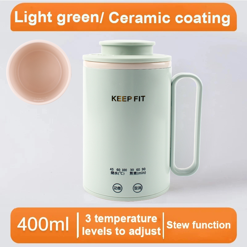 Portable Mini Stew Cup Electric Kettle Water Thermal Heating Boiler Pot Travel Milk Heater Teapot Soup Porridge Slow Cooker: green