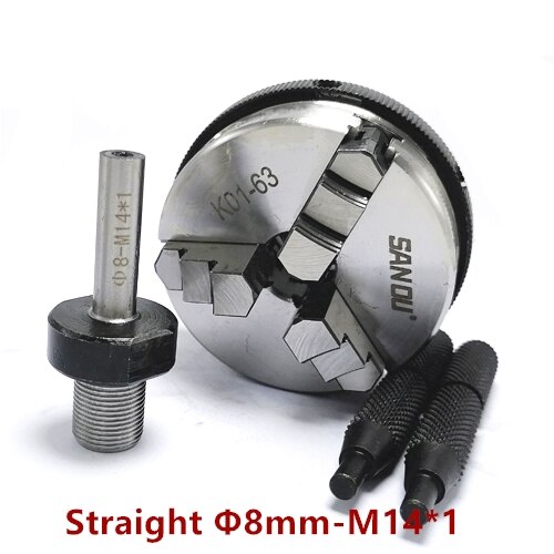 3 kiefer K01-63 spannfutter Drehmaschine Futter 63mm Sicherheit Mini Drehmaschine Spannfutter 3-kiefer Selbst Zentrierung Futter + anschluss stange M14 * 1 Gewinde: K01-63 8mm gerade