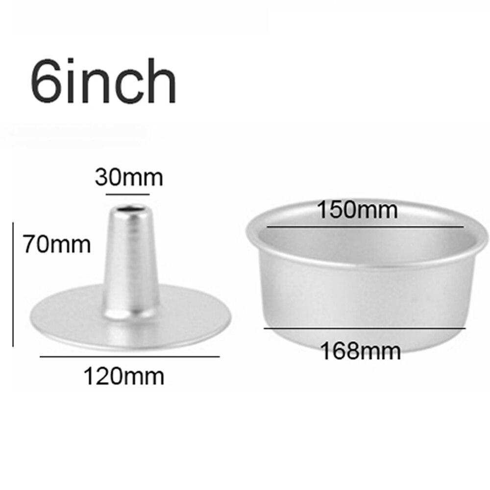 round middle hole Alloy Chiffon Cake toast bread Pan Removable Bottom moddle Hollow Chimney Cake Mold DIY Baking Cake Tools: 6 inch