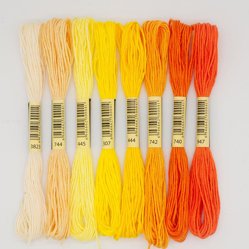 Hilo de punto de cruz de algodón, madejas de costura, manualidades, Color degradado, 8 estilos únicos