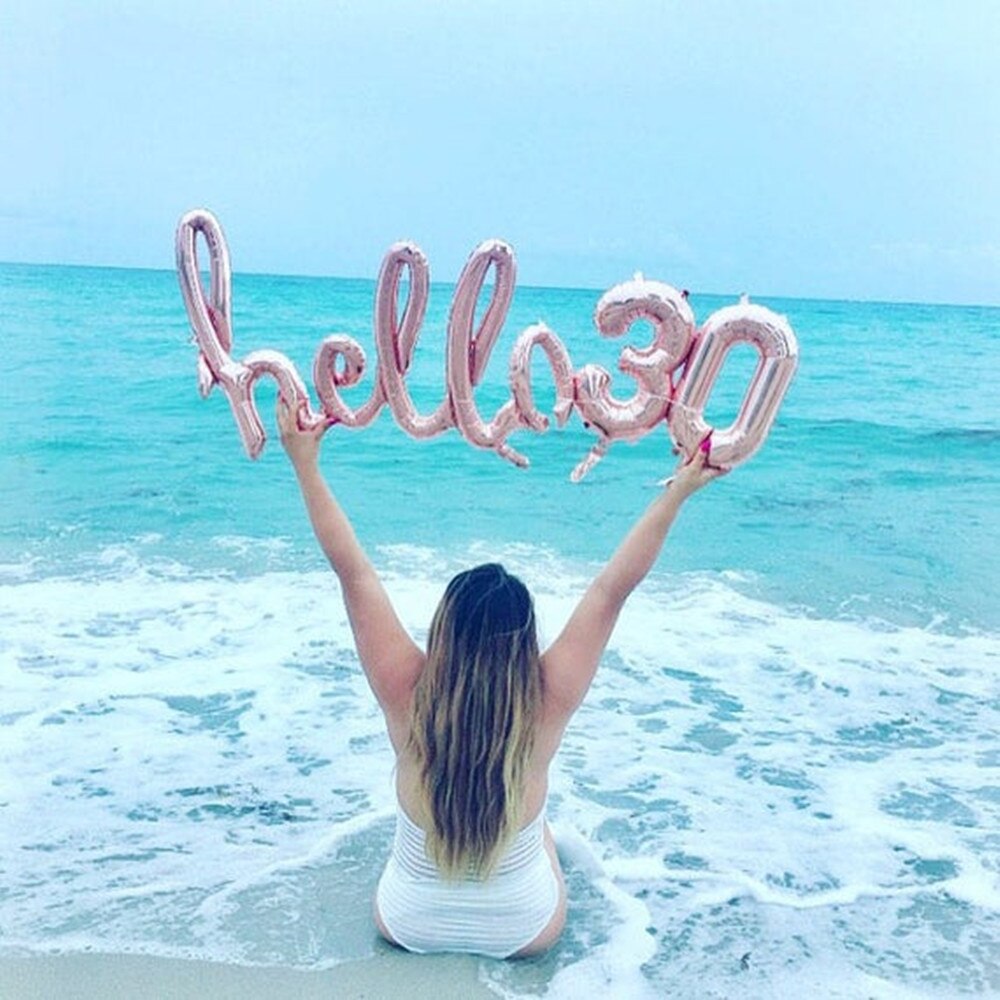 Rose Gold Hello 30 Letter Number Balloons 30/40/50/60th Birthday Party Decor 30 Number Link Balls Inflatable Air Globos Supplies