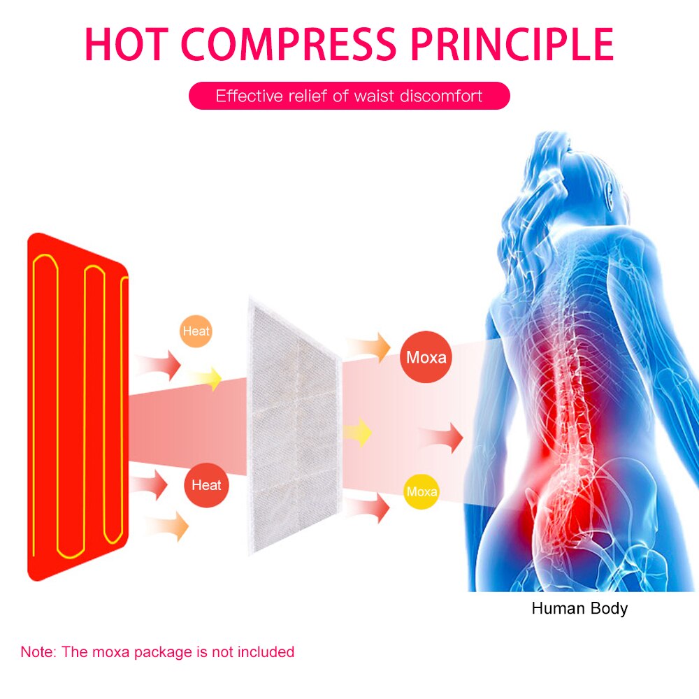 Waist Heating Pad Portable Heating Waist Belt Far Infrared Heating Massage Waist Belt for Abdominal Back Pain Relief US Plug