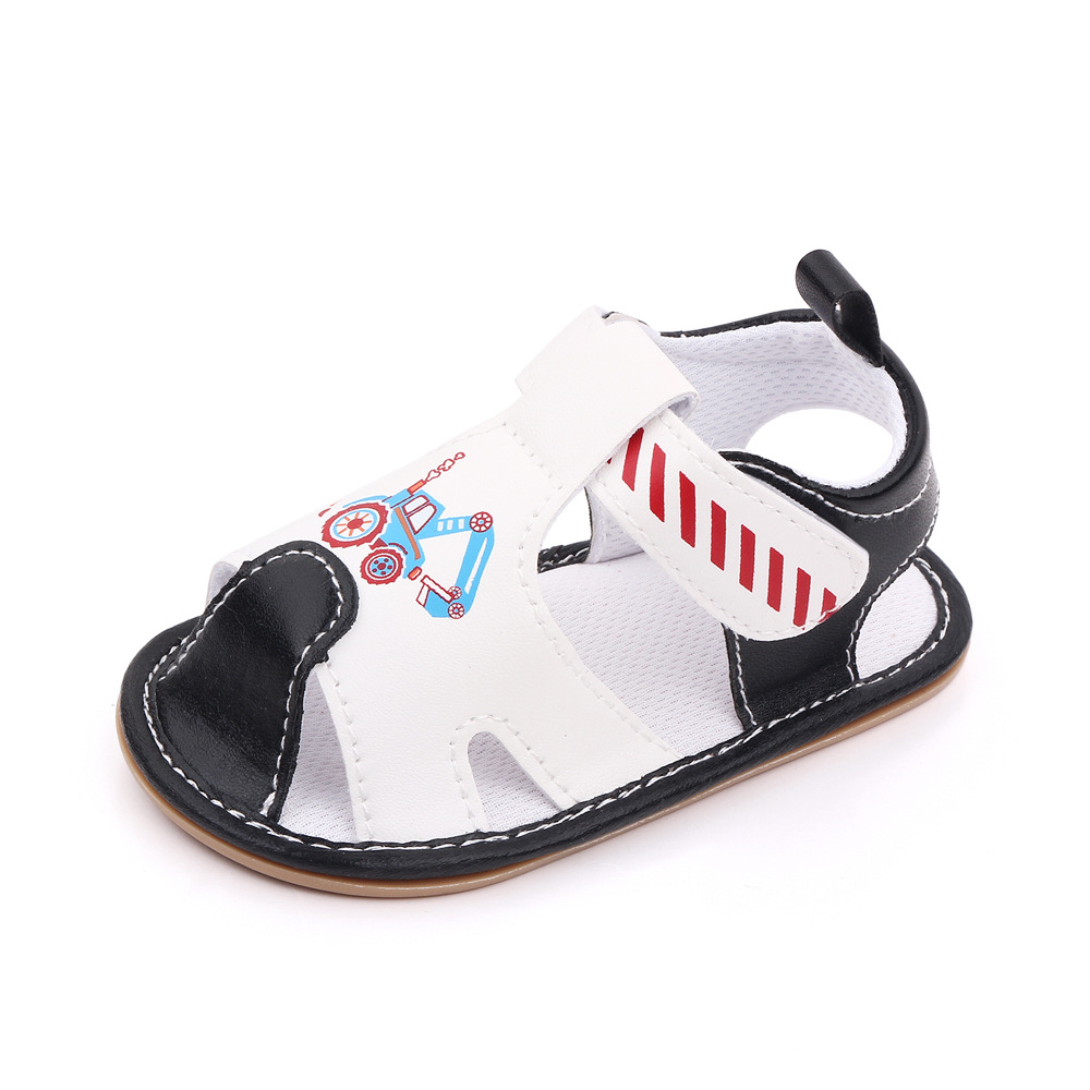 New Baby Boy Sandales Newborn Bebes scarpe estive calzature per bambini suola in gomma morbida appartamenti per sandali in pelle per bambini di 1 anno: WHITE / 7-12 mesi