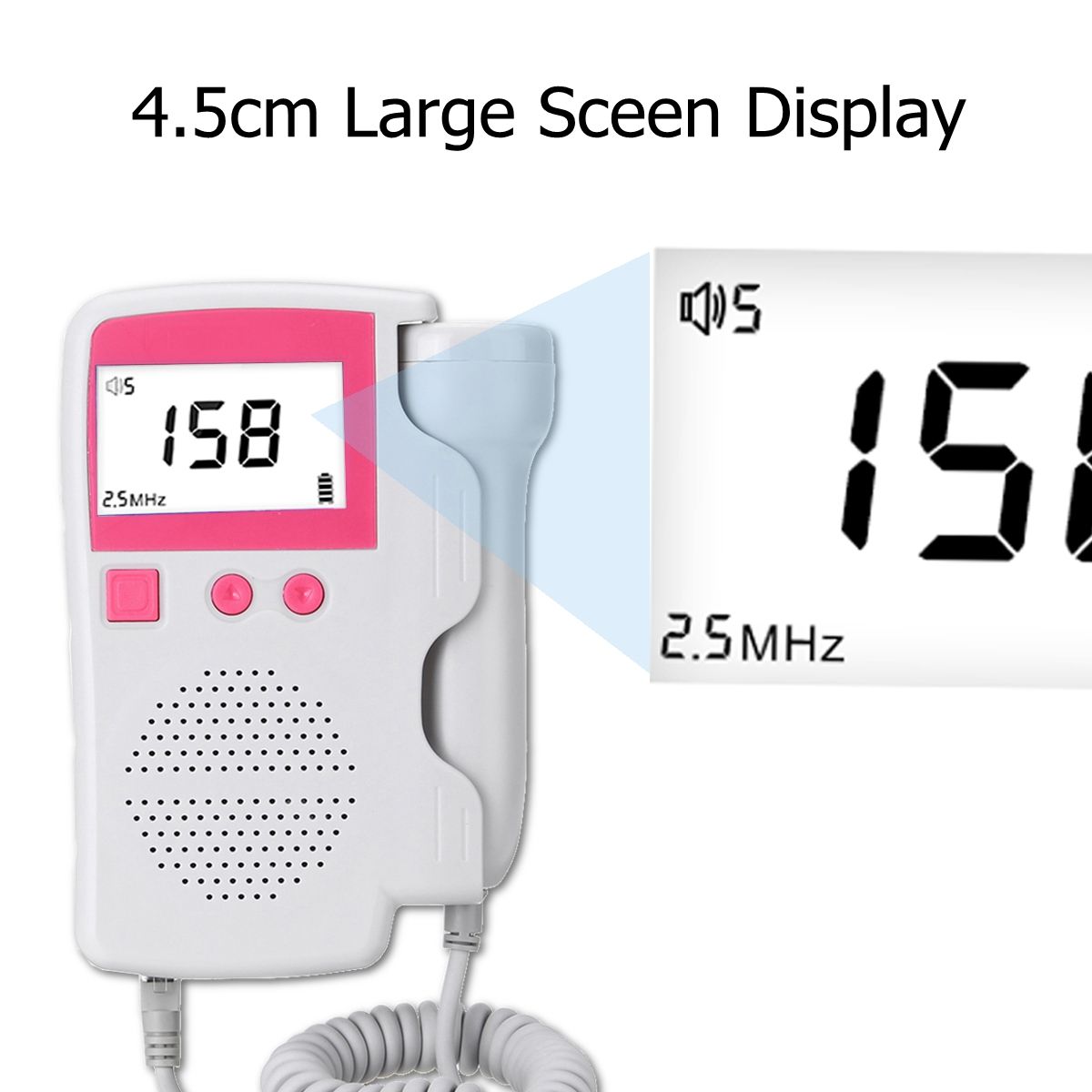 LCD Curve Display Fetal Doppler Heart rate Monitor Home Pregancy Baby