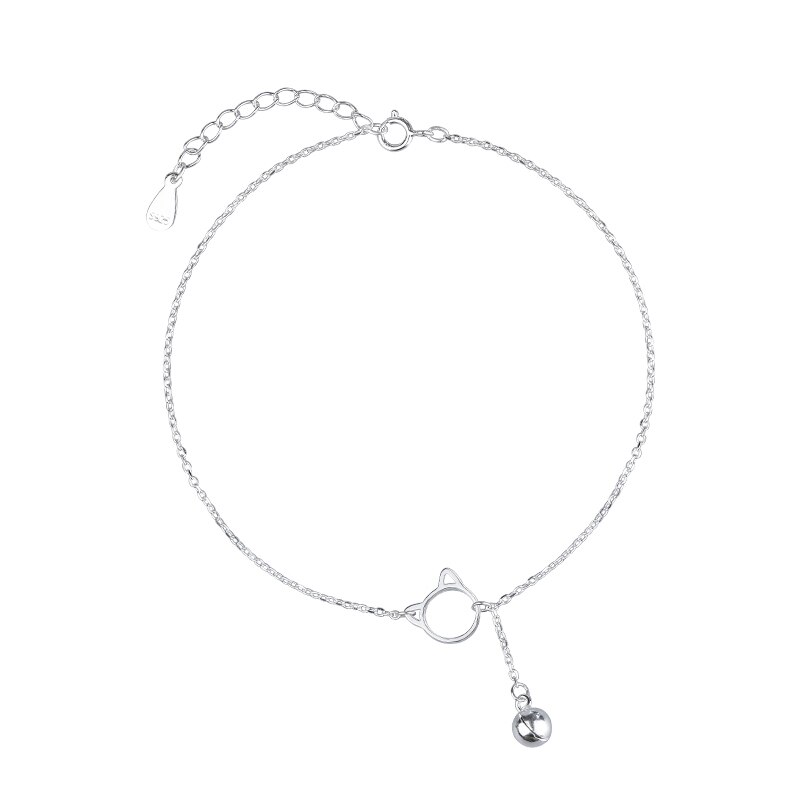 Miqiao 925 Sterling Zilveren Kat Bel Enkelbanden Voor Vrouwen Sieraden Been Armband Foot Chain Zomer Strand Accessoires Vrouwelijke Mode