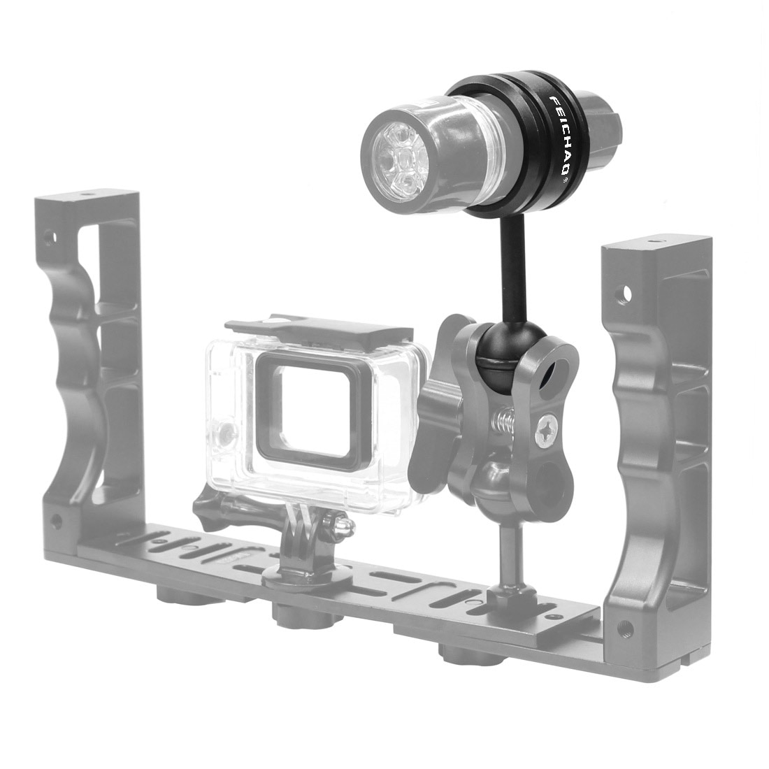 Diving 1" Ball to YS Head Clip Arm Flashlight Ballhead Fixed Joint for Gopro 8 7 Action Camera Underwater Butterfly Clamp Mount