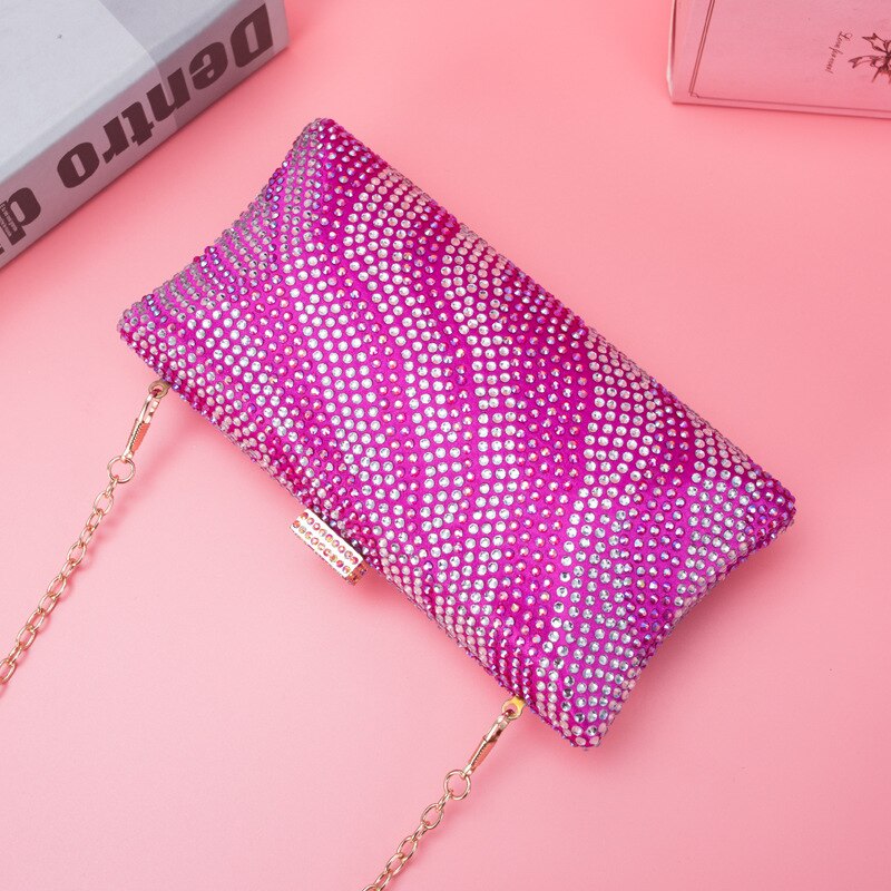 women bling diamond evening bags patchwork wedding banquet wallets chain purse for ladies MN1648