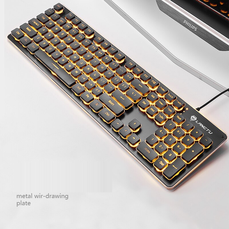 Gaming Keyboard Backlit Keyboard With Silent Gaming Mouse Set Keyboard Mouse Gamer Kit For Computer Game PC Laptop: Black (Orange light)