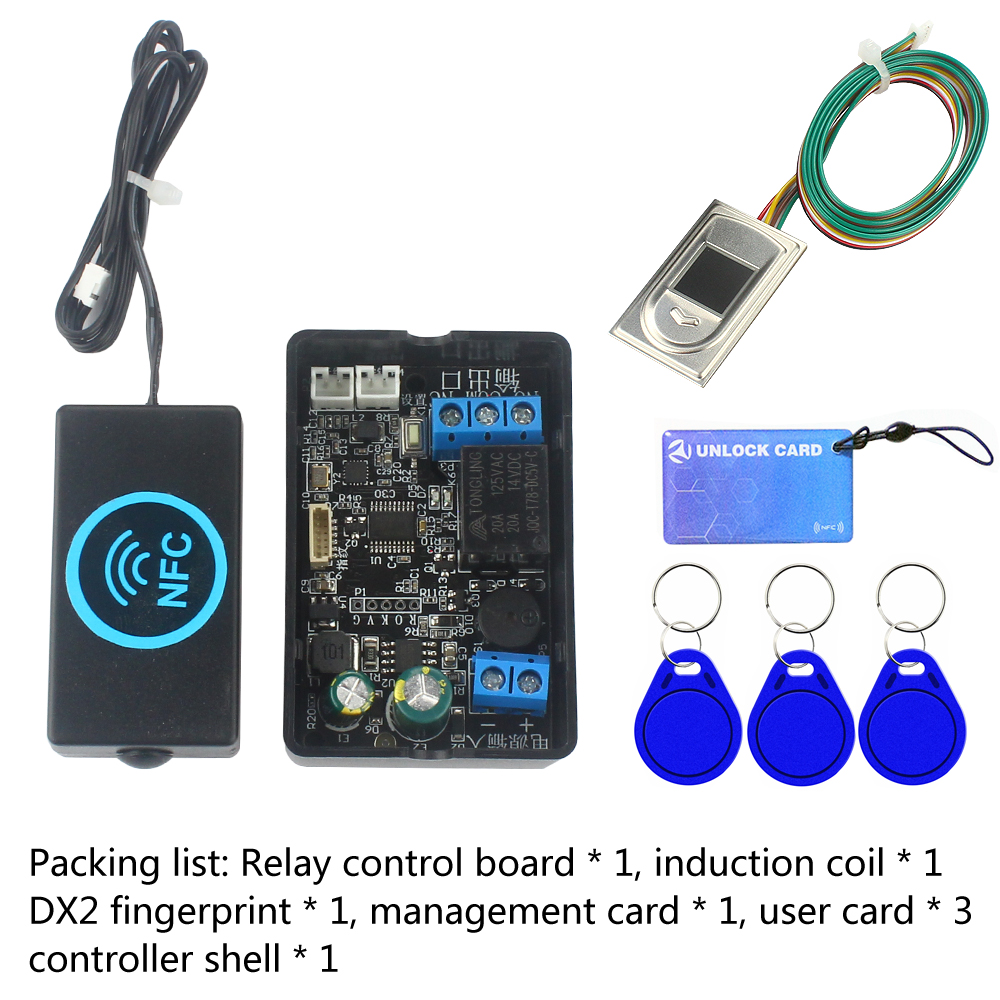 praktisch NFC Fingerabdruck Relais Steuermodul DC10V-120V IC Karte Induktion Zugang Regler Schalter Lokomotive Auto Entsperren: Blau
