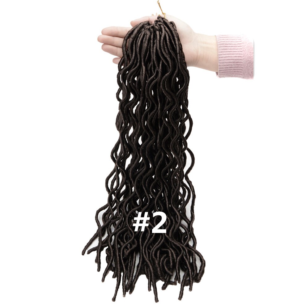 6 Packs 24 Strands/Pack Faux Locs Curly Crochet Braids Synthetic Hair Extension 10inches 18inch 8 Colors Locks Bug Black: #2 / 10inches