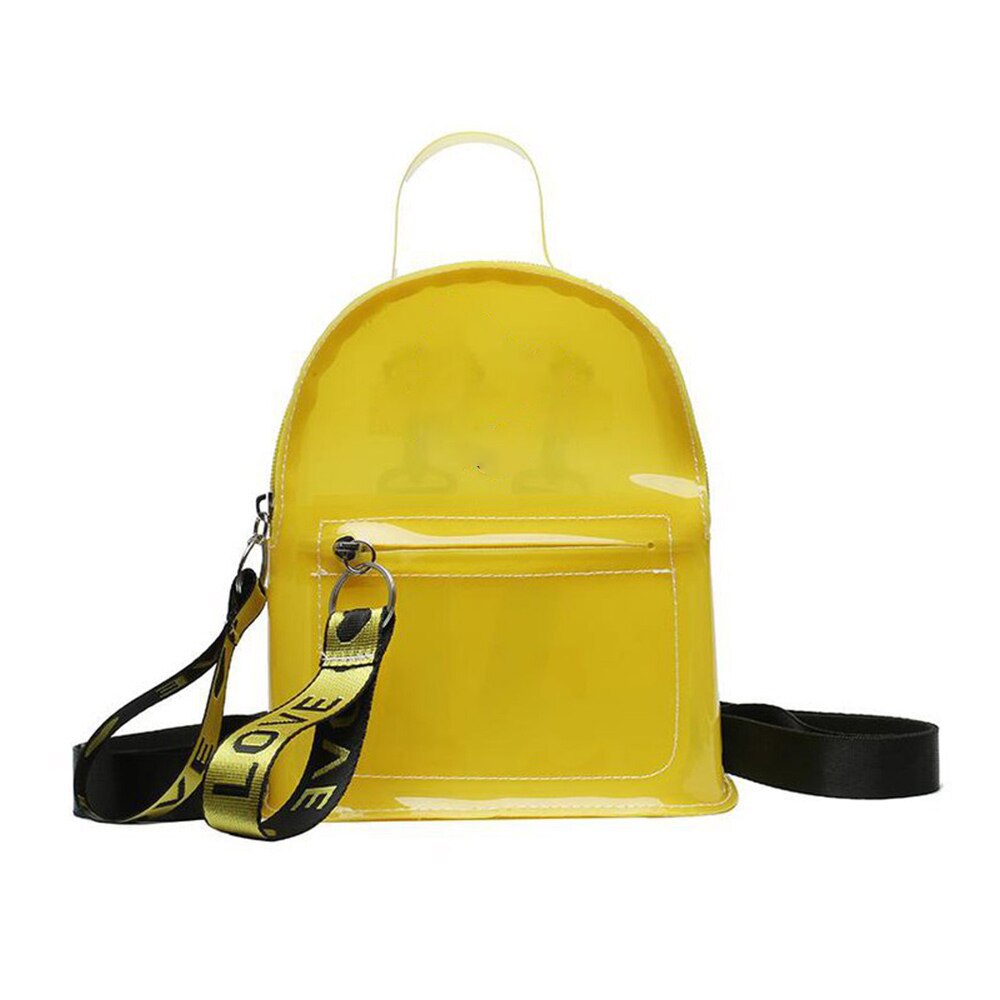 Mini Mochilas transparentes de PVC para Mujer, Mochilas escolares para adolescentes, niñas y niños, bolsas de viaje, bolsos de mano: cartoon yellow